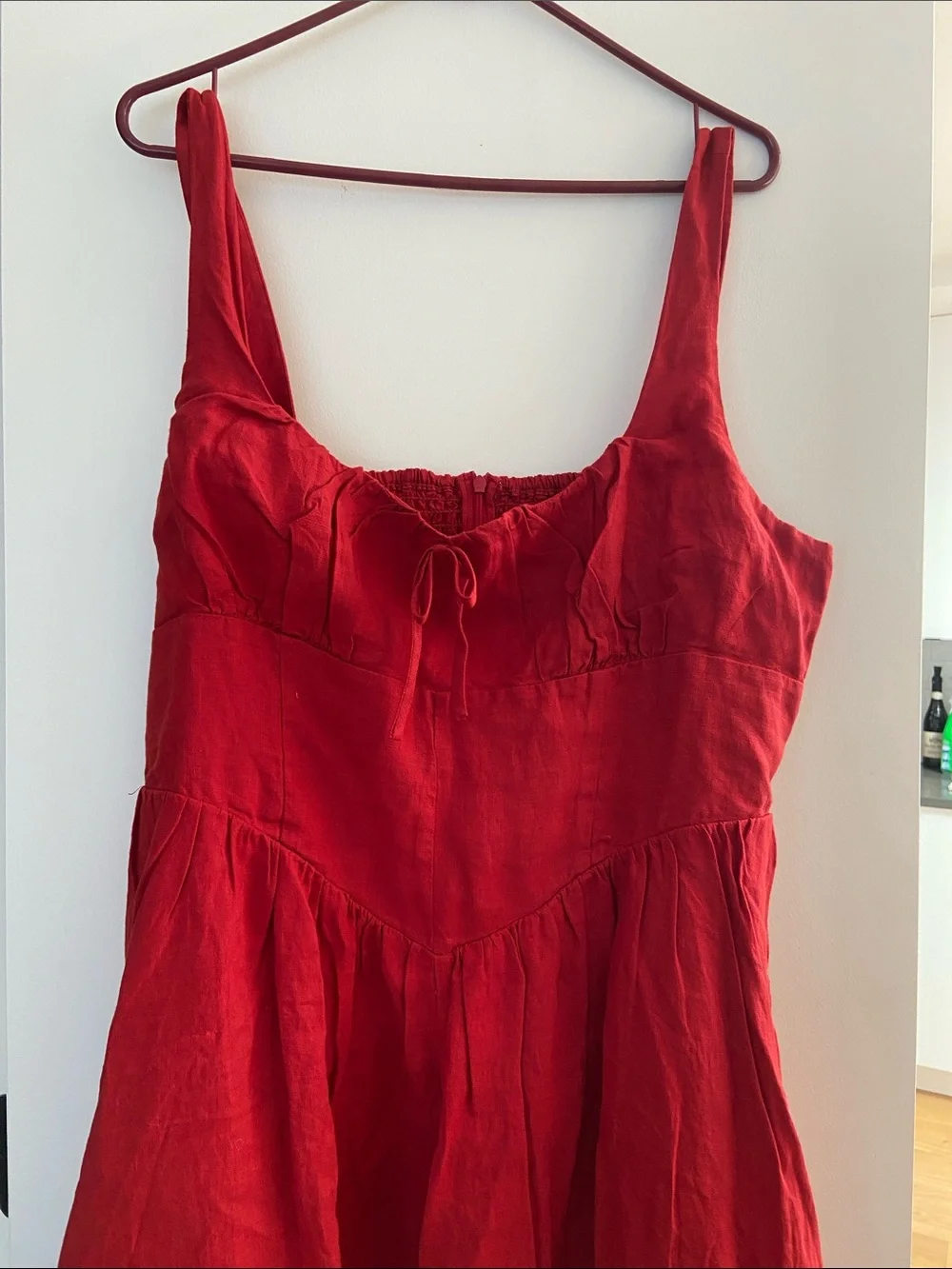 Quince Red Sleeveless Linen Midi Dress - Picture 2 of 4